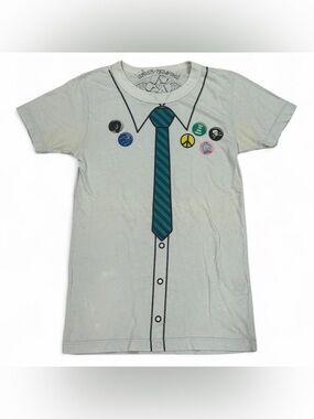 Y2K Urban Renewal Urban Outfitters nerd faux shirt and tie graphic baby tee